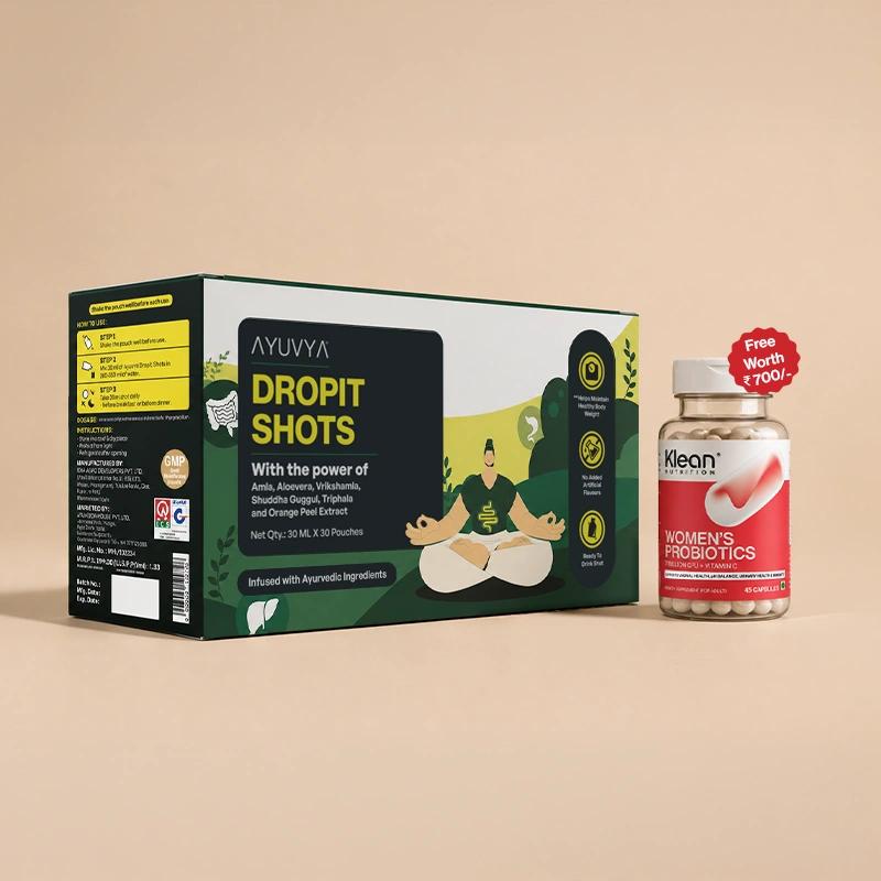 Ayuvya Dropit Shots | 1 Month Pack + Free Women's Probiotic